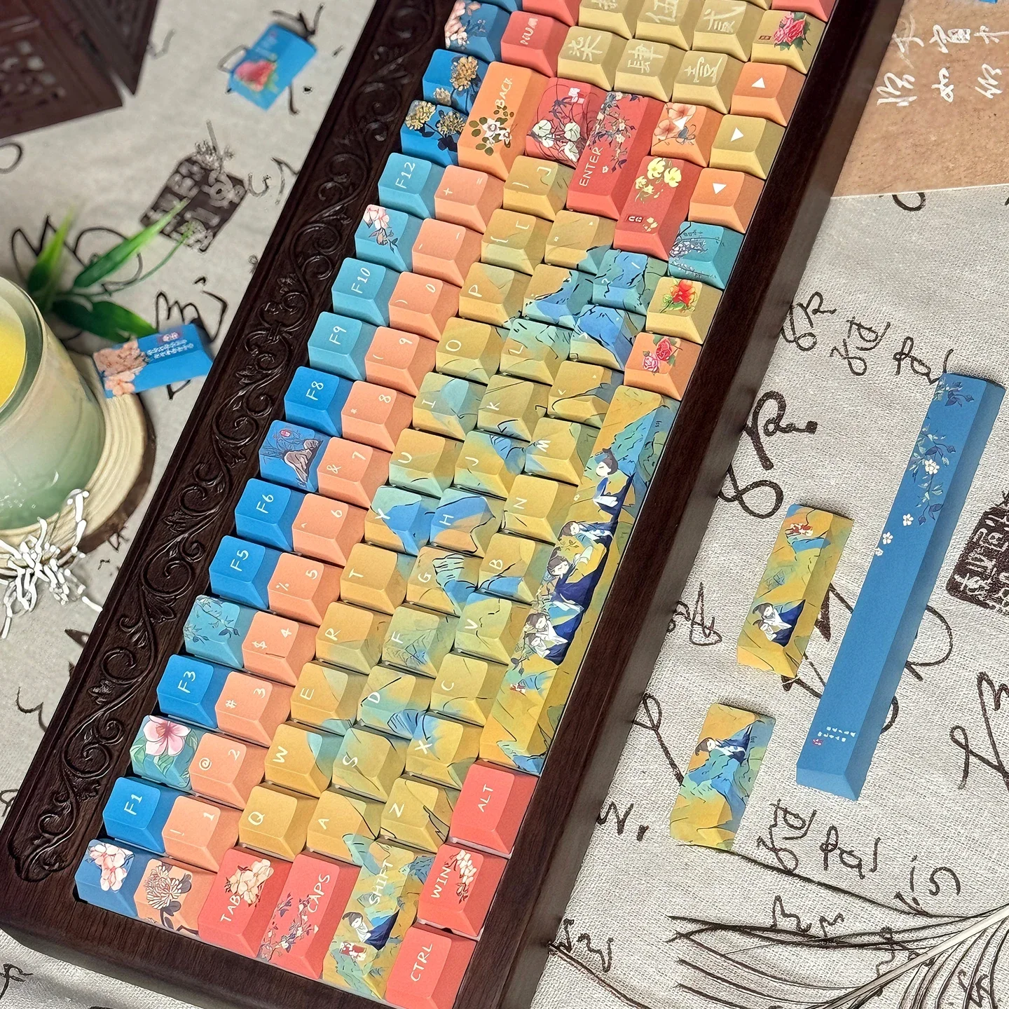 

Колпачок для клавиш Guofeng, оригинальная высота PBT, пятисторонняя горячая сублимация, персонализированный старинный колпачок для клавиш на заказ