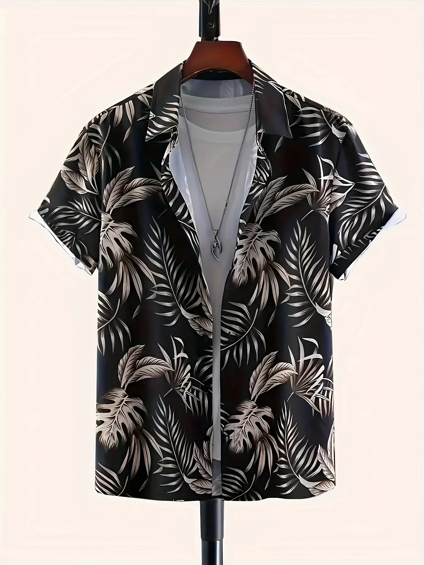 

Multi Styles Dark Tone Tropical Leaf Print Shirt Men Silky Smooth Short Sleeve Daily Night Out Casual Blouse