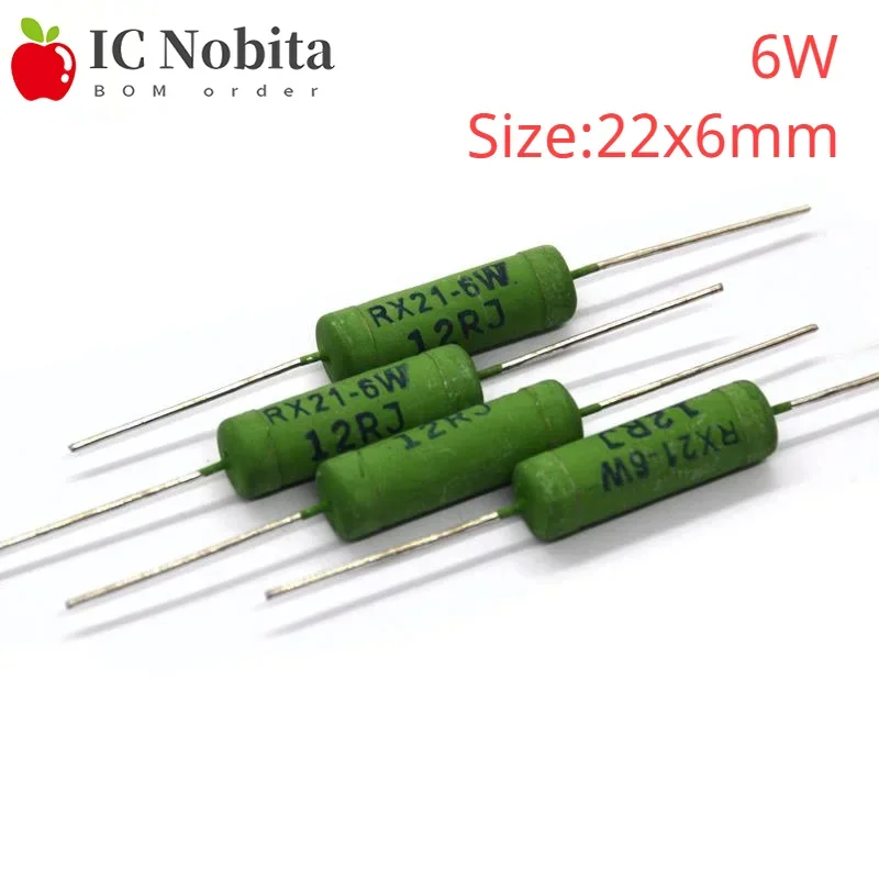 10PCS RX21 6W 10W Wire Wound Resistance 5% 0.01~33K 1R 10R 100R 1K 10K 12K 15K 18R 20R 22R 24R 27R 30R 33R 36R 0.05R 0.1R 0.12R