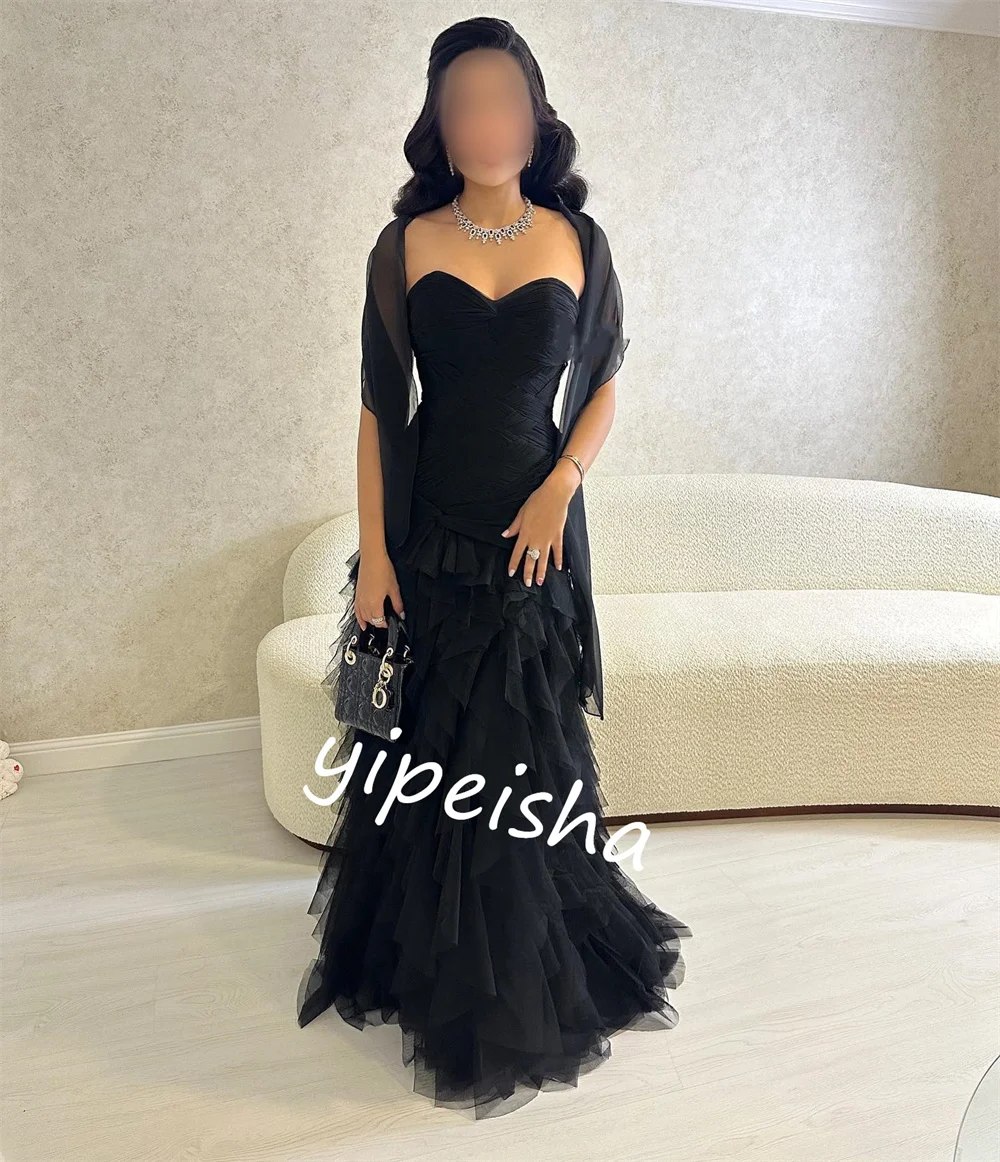 Customized      Tulle Tiered Homecoming Mermaid Strapless Bespoke Occasion Gown Long es  Casual