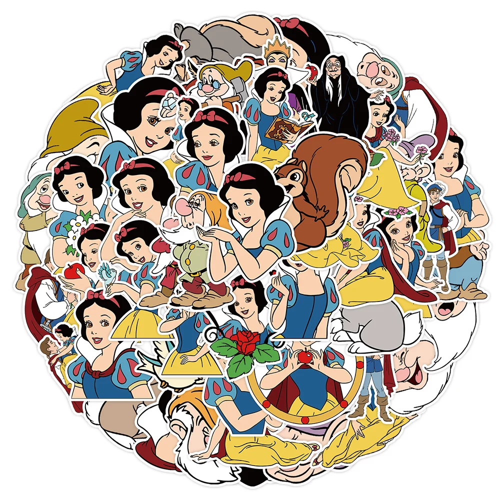 10/30/50pcs Disney Anime Snow White and the Seven Dwarfs Stickers for Kids Cartoon Decals Laptop Scrapbooking Decoration Sticker