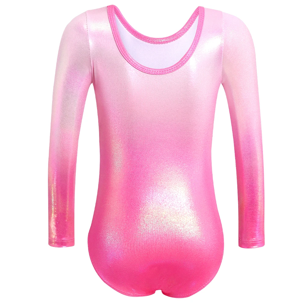 Dziewczęcy trykot gimnastyczny błyszczący sportowy strój do tańca body dziecięce do ćwiczeń odzież sportowa z długim rękawem kombinezony do tańca