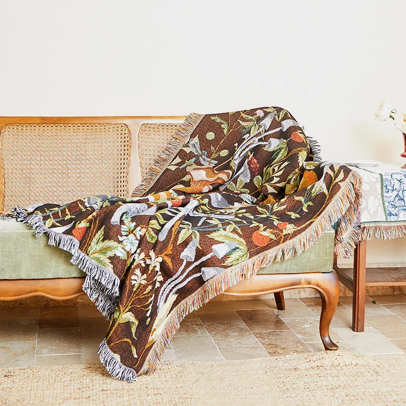 

Throw Blanket Cartoon Sofa Cover Double Use Beds Blanekets Picnic Mat With Tassel Sofa Bed Universal Decorative 130x160cm