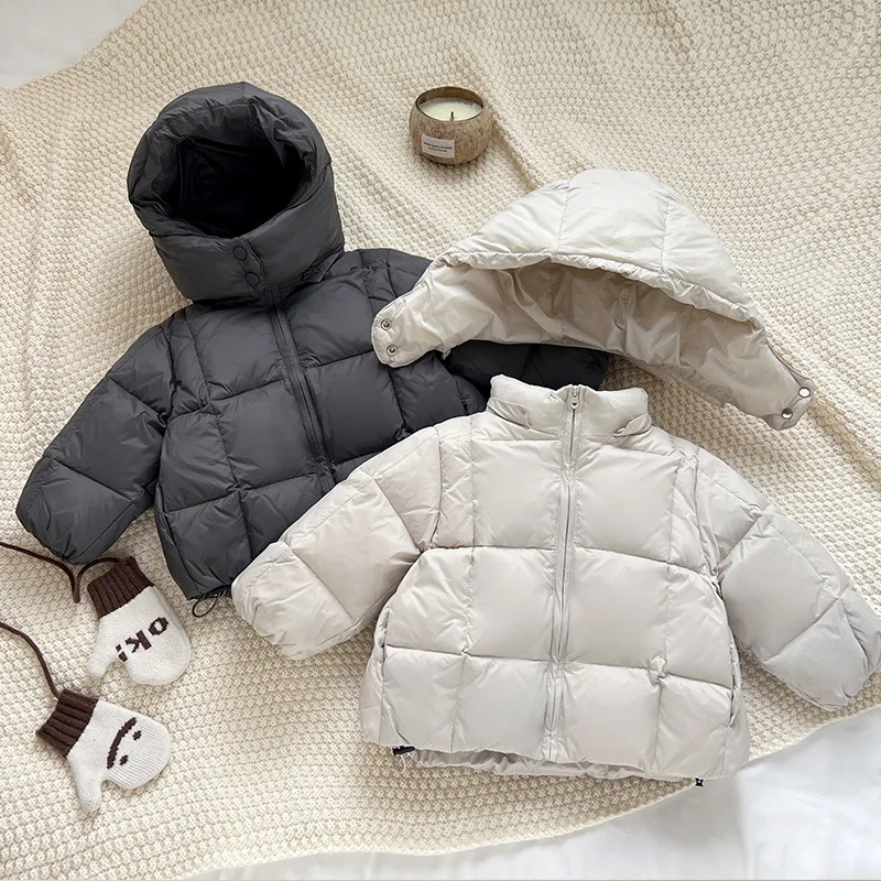 2025 New Children Hooded Short Down Cotton Coat for Boys and Girls Children Thick and Warm Ultra Light Bread Jacket