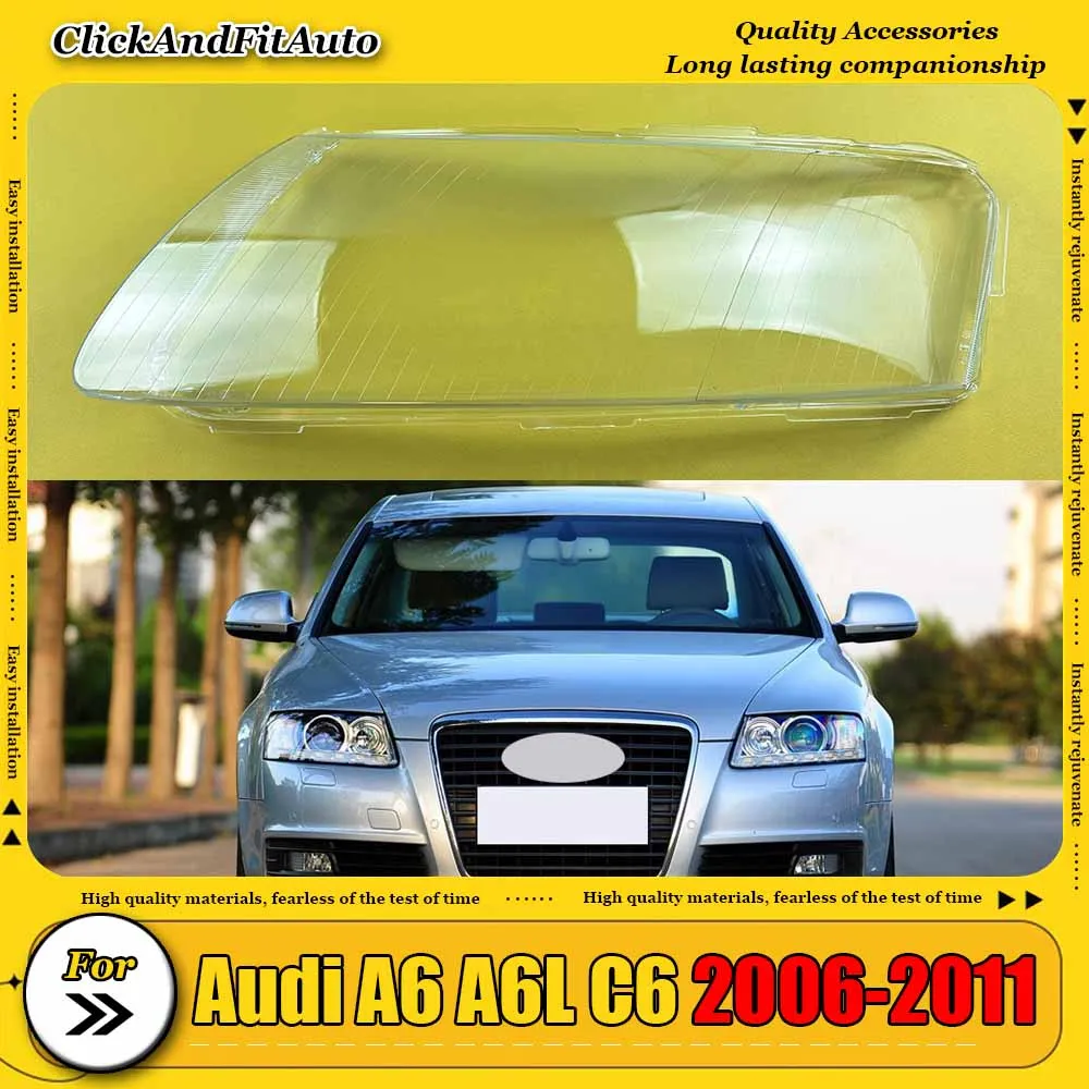

For Audi A6 A6L C6 2006-2011 Headlight Cover Transparent Headlamp Shell Lens Replace Original Lampshade Plexiglass