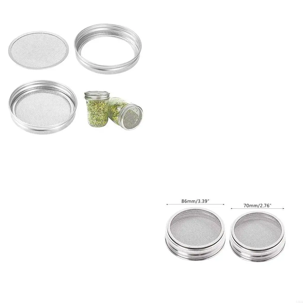 

4pcs/Set Seed Sproutsing Lids 304 Фильтр из нержавеющей стали сетчатой сетчатый экраны экрана для широкого рта баночки для