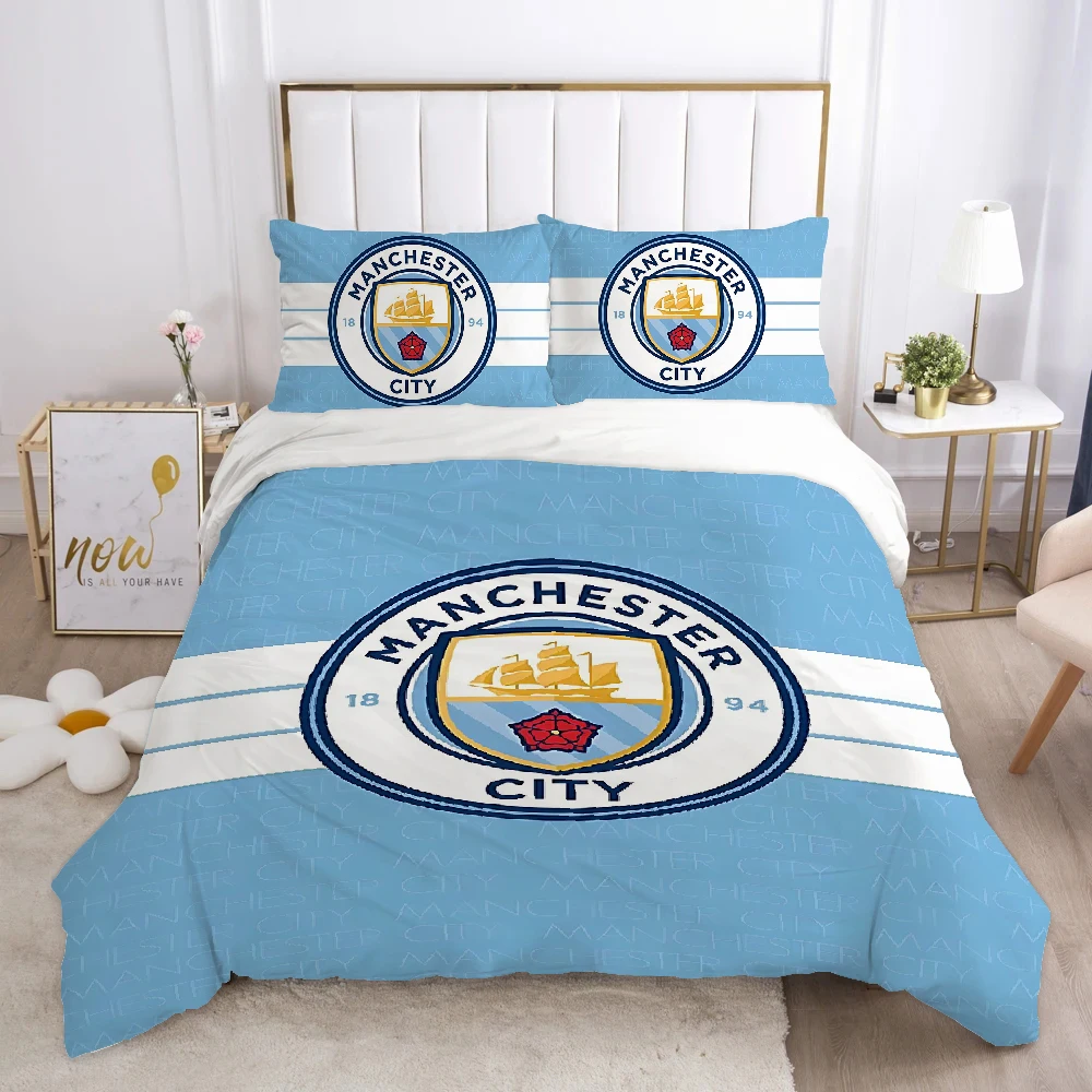 Citys fc 커버 더블 이불 침구 세트, M-manchesters-s 커버 퀸 이불 세트, 이불 베개 케이스 이불