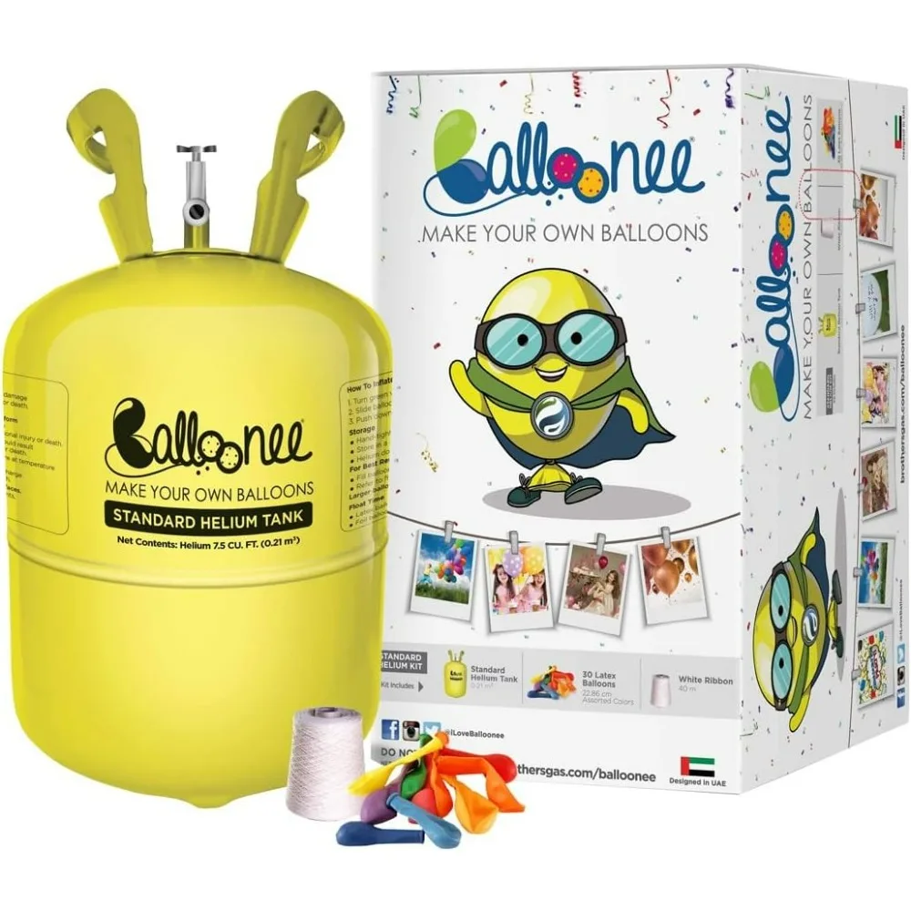 

Стандартный одноразовый гелиевый баллон Balloonee 7,5 куб. футов - набор из 30 латексных шаров с насосом для домашних праздников и дней рождения