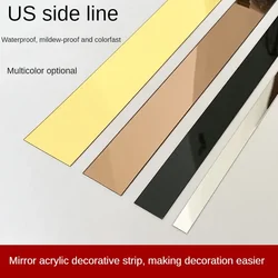 DIY Mirror Decor Stickers 3M Self-adhesive Acrylic Art Wall Tile Ceiling Edge 3D Strip Decoration TV Background Wall Sticker