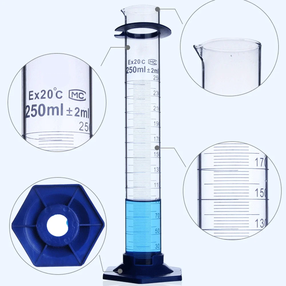 5/10/25/50/100-2000ml Borosilicate Graduated Glass Measuring Cylinder Labrotary Glassware Chemical Experiment