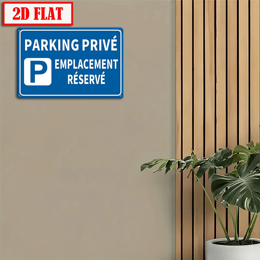 2D Flat - 1pc Private Parking Reserved Aluminum Sign - 20.32X30.48 Cm, Waterproof & UV Resistant, Indoor/Outdoor Use, Wall-Mount