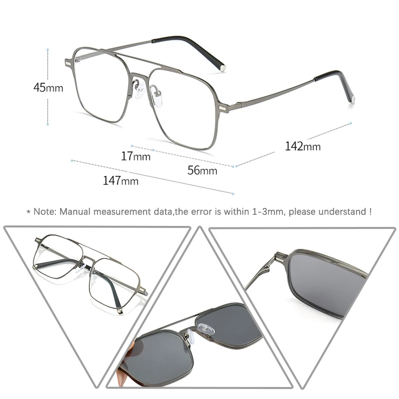 3 In 1 Set Grote Mannen Magnetische Clip Op Zonnebril Gepolariseerde Optische Brilmontuur Recept Zonnebril Rijden Bril UV400