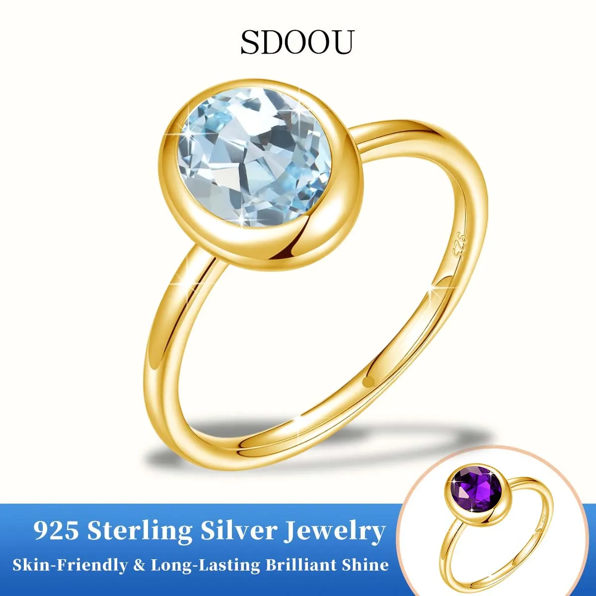 

SDOOU Real 925 Silver Certified 2CT Oval Moissanite Women's Ring 2026 Trend Hypoallergenic 18K Gold Plated Engagement Jewelry