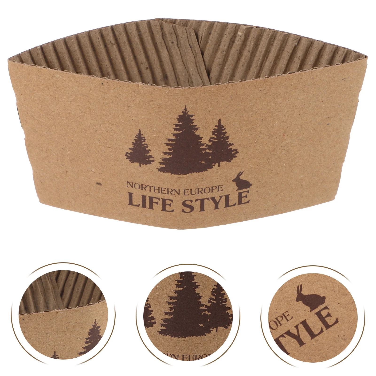 

100Pcs Heat Insulation Cup Sleeves Paper Coffee Cup Protectors Replaceable Drink Sleeves for Hot Cold Beverages Portable Heat