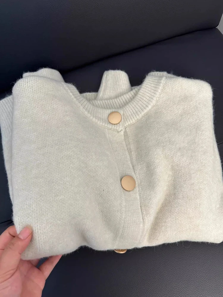 Cardigan en tricot pour femmes, Style coréen doux et paresseux, col rond, simple boutonnage, pulls décontractés, Y2K, doux, Preppy, automne