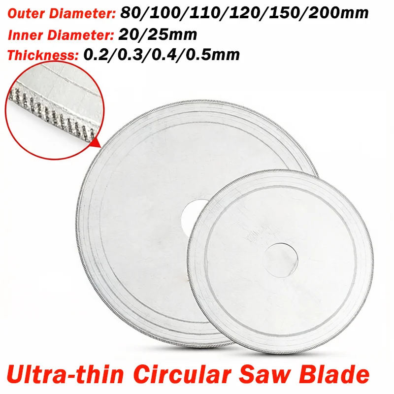 

Ultra-thin Circular Saw Blade OD:80/100/110~200mm Slant Teeth Diamond Cutting Disc Bore 20/25mm For Agate Glass Gems Stone Slits