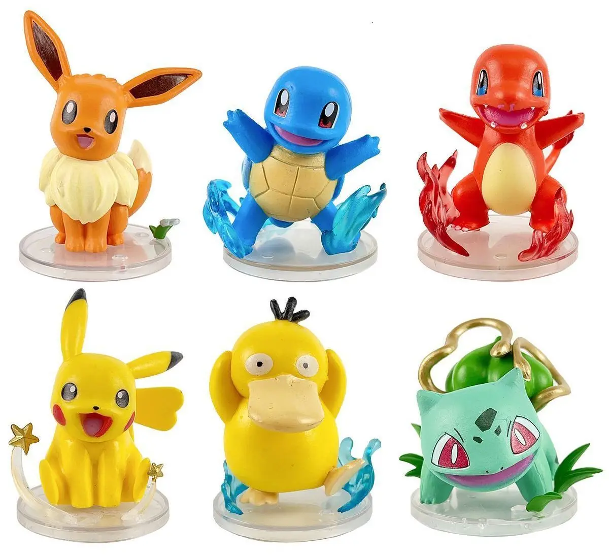 

6 шт./компл. Pokemon Pikachu Eevee Psyduck Charmander Squirtle Bulbasaur аниме модель фигурка игрушки из ПВХ