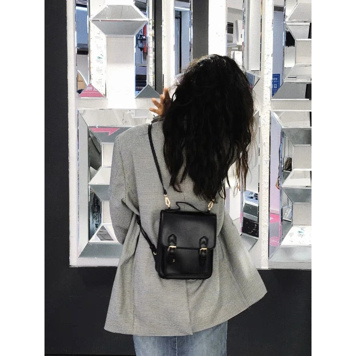 british-style-uniform-handbag-women's-crossbody-backpack-dual-shoulder-bag-small-backpack-retro-design-splicing-lock-buckle