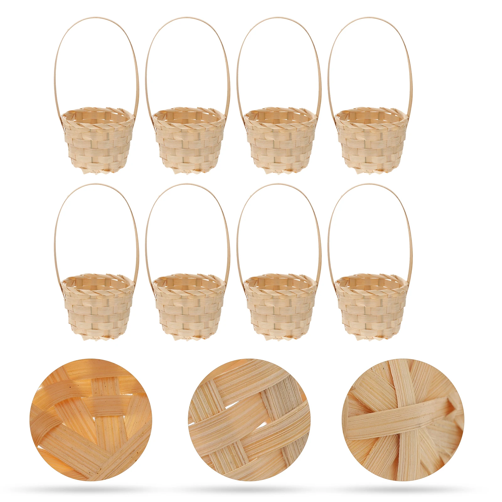 

8 Pcs Woven Basket Rustic Style Storage Fruit Vegetable Portable Picking Home Reusable Safe Material