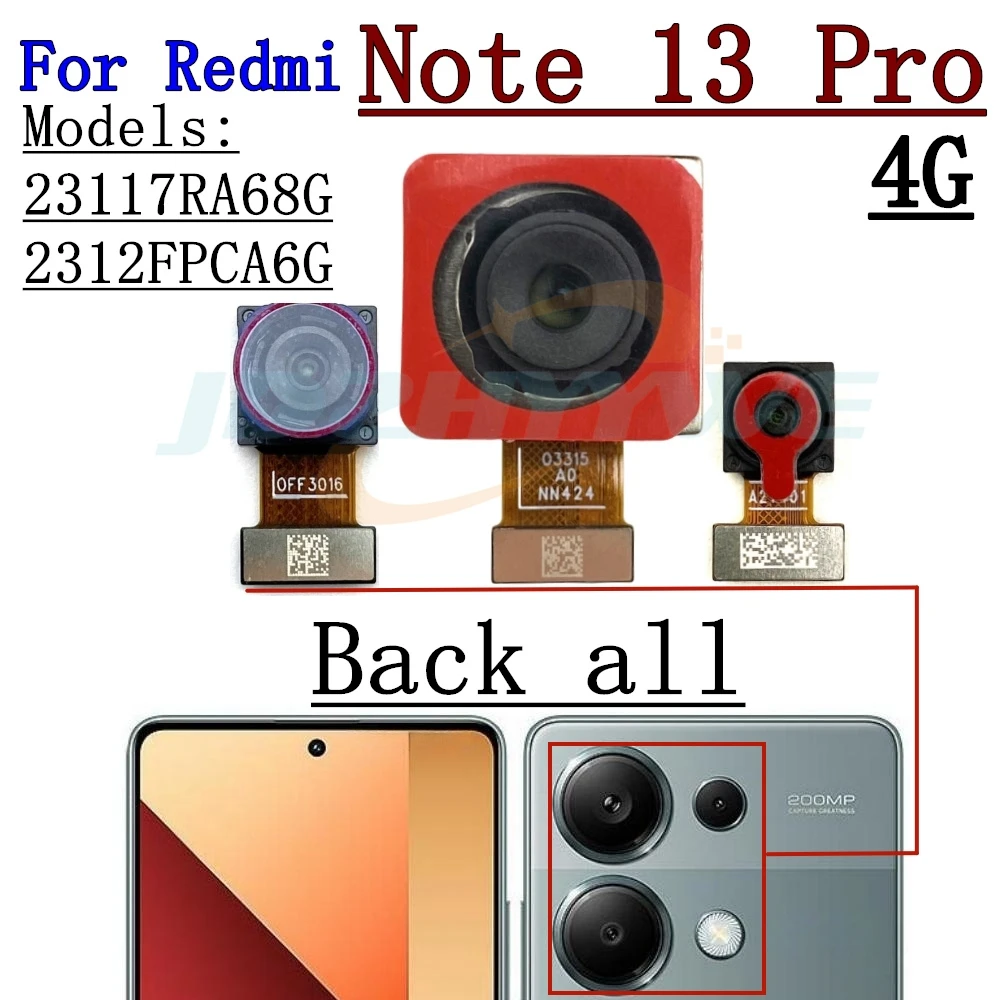 Rear Front Camera For Xiaomi Redmi Note 13 Pro 4G Back Selfie Frontal Backside Camera Module Flex Repair Spare Parts