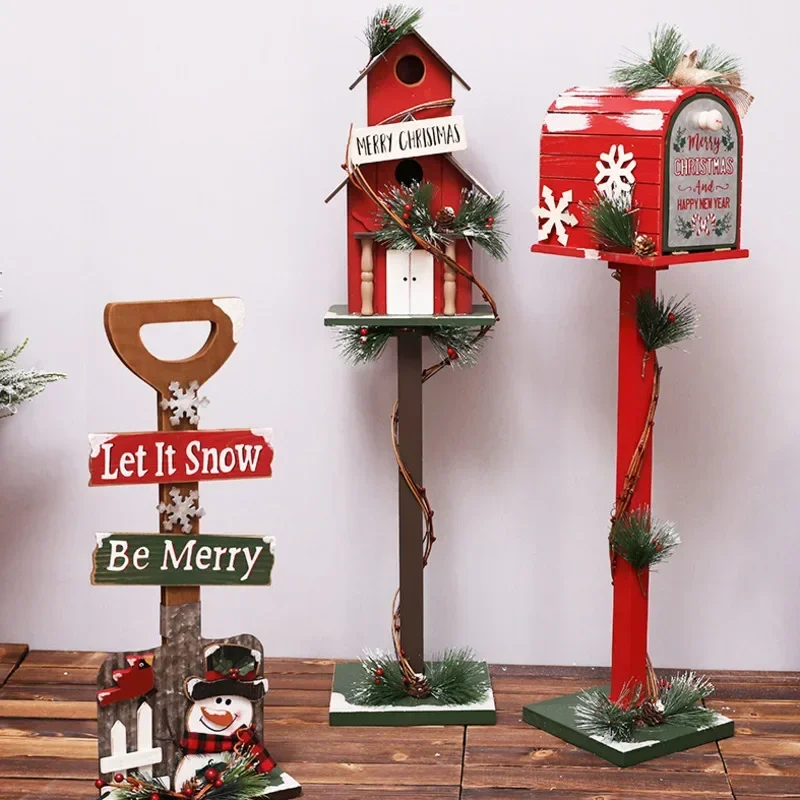 Wooden Mail Box Christmas Decoration or Age Mailing Boxes Courtyard Outdoor Decorations Restaurant Photography Background Wood