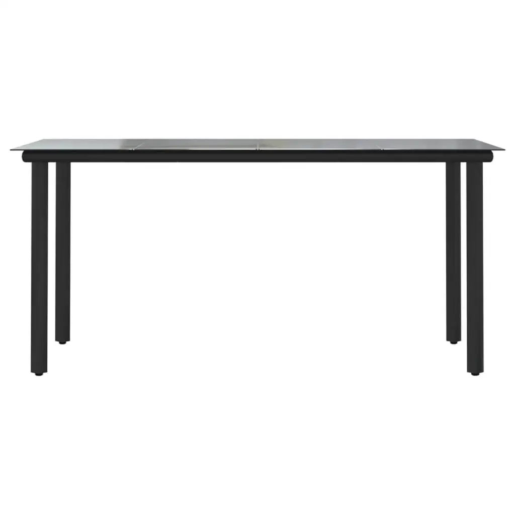 Table à manger moderne noire 63x31.5x29.1 Cadre en acier et plateau en verre du Guatemala pour une utilisation en extérieur