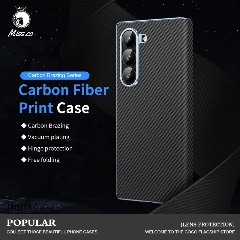 

Carbon Fiber Funda Phone Case for Samsung Galaxy Z Fold 6 5 4 Anti-Scratch Coque Anti Vibration Hinge Z Fold 5 6 4 Phone Cover