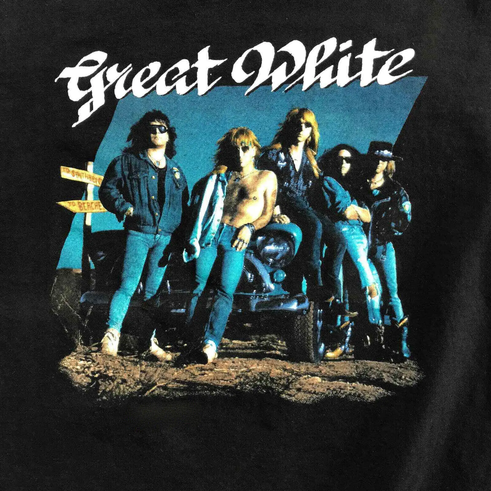 Vintage Great White 1991 Hooked Tour Cotton Black All Size Unisex T Shirt J369