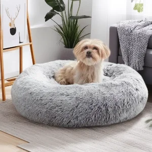 

Round Plush Pet Bed Cat Dog Donut Bed Soft Warm Sleeping Nest For Small Medium Pets Washable Winter Cushion For Indoor Use