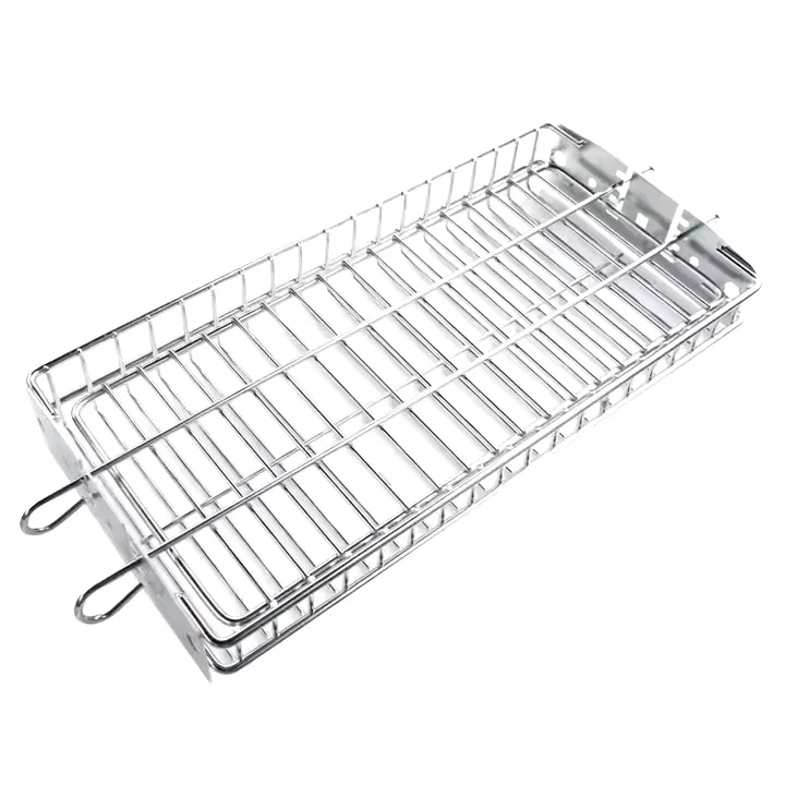 Grill Baskets 304 Stainless Stee Rolling Grilling Net BBQ Rotisserie Tools for Chicken Fish, Outdoor Cooking Camping Gifts for M