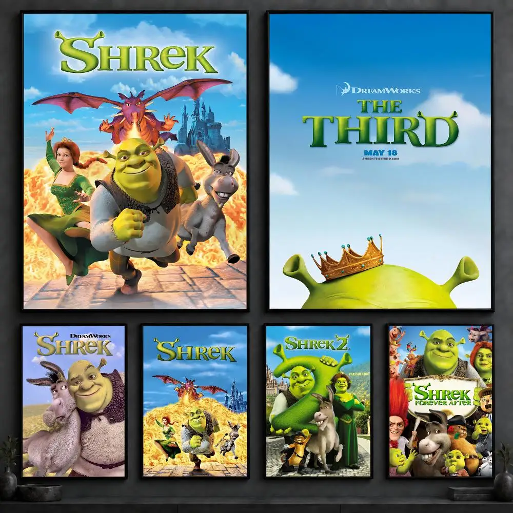 Movie S-ShrekS Poster Art  Self-Adhesive No Glue Residue Wall Decor for Bedroom Living Room
