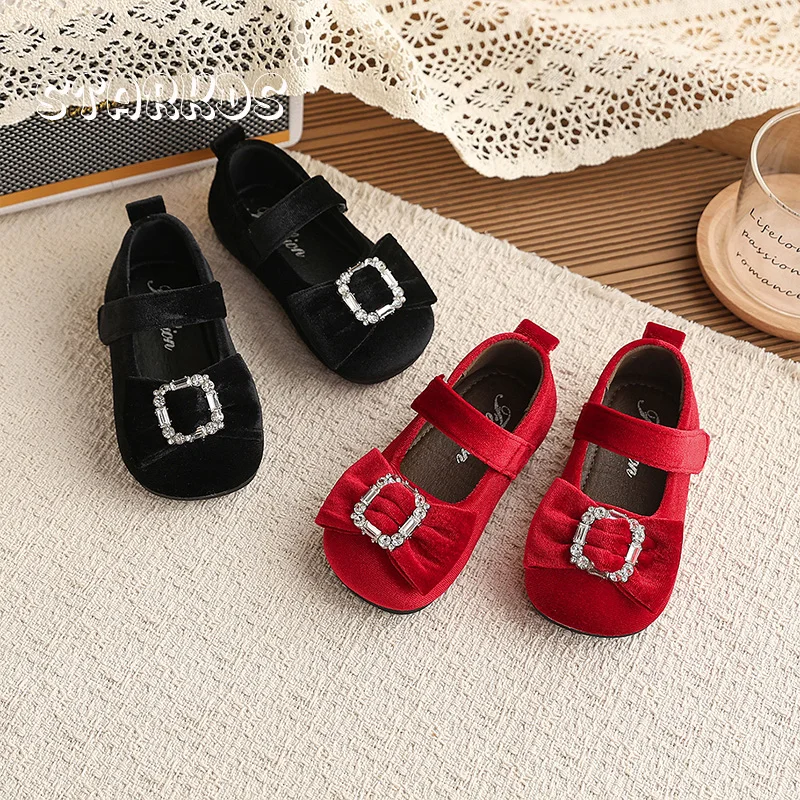 2026 Spring and Autumn Girl Baby Shoes Classic Fashion Cute Bow Princess Shoes Rubber Sole Anti Slip Comfortable Walking Flats