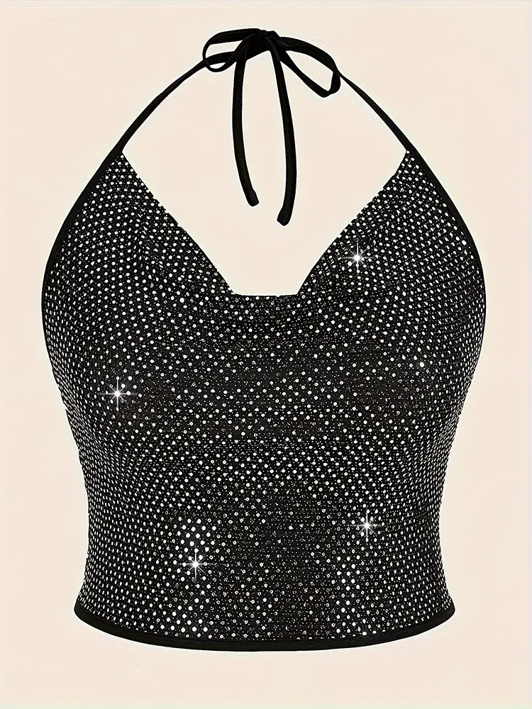 جديد مثير الترتر الرسن الرقبة حجم كبير بروتيل تنوعا أنيقة حفلة أكمام المرأة سترة Y2k الملابس طبقة داخلية سوداء #6