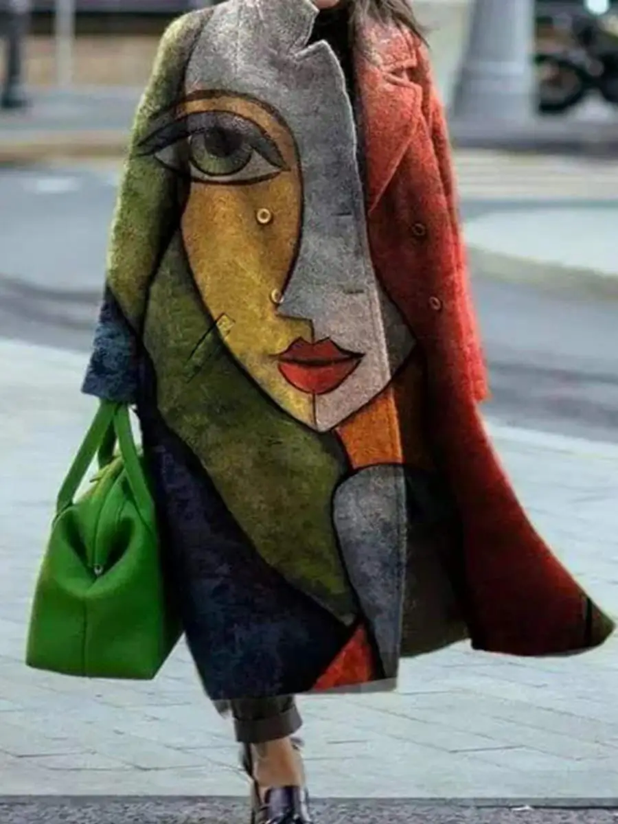 

M8753 New 2025 Autumn Women's Long Sve Turn-down Collar Coat Floral Woolen Long Coat Ele Classy Faion Ladies' Outerwear