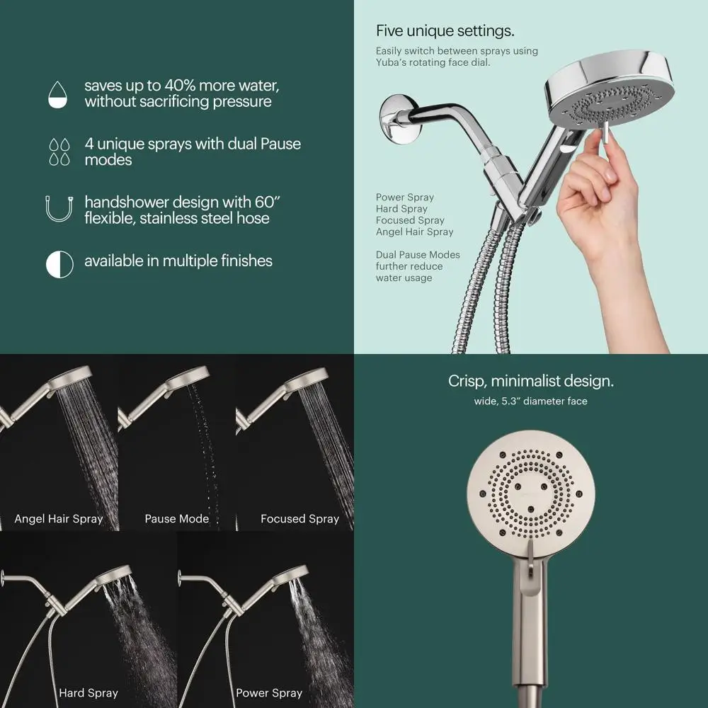 

Nebia Yuba 60 Chrome Handheld Shower with 5 Settings & Precision Nozzle