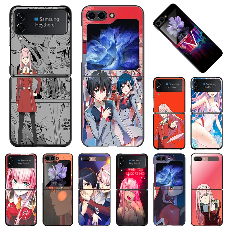 For Samsung Galaxy Z Flip6 Flip5 Flip3 Flip4 Darling in the FranXX Anime Hard Black Shockproof ZFlip6 5G Phone Shell Case Cover