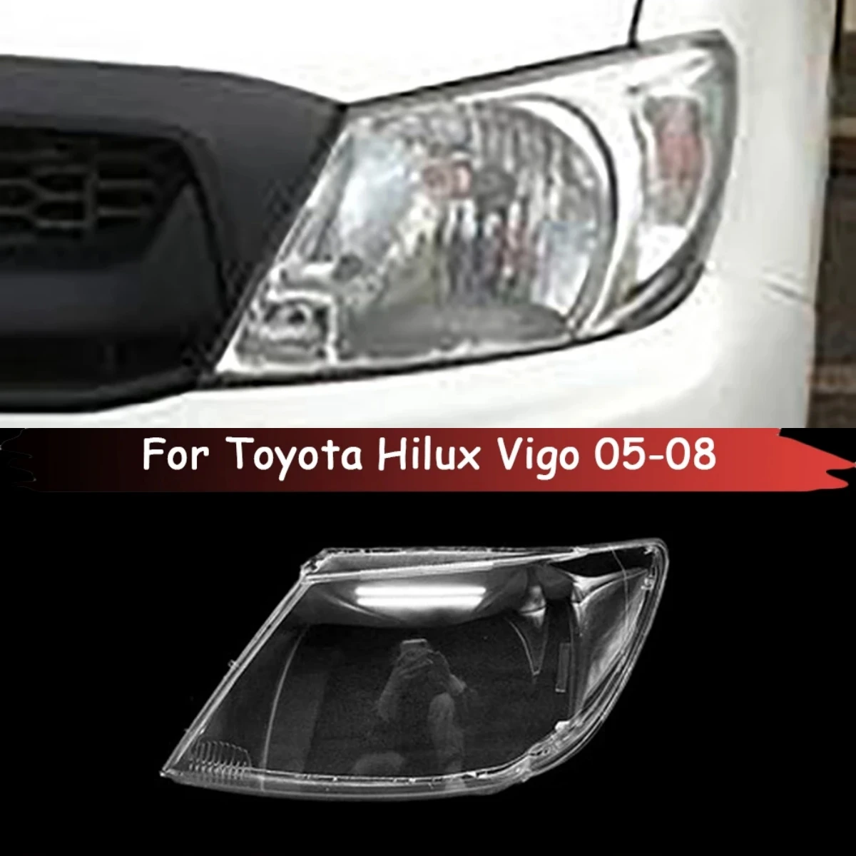 For Toyota Hilux Vigo Car Headlight Cover Auto Headlamp Lampshade Lampcover Head Lamp Light Covers Glass Lens Shell 2005-2008