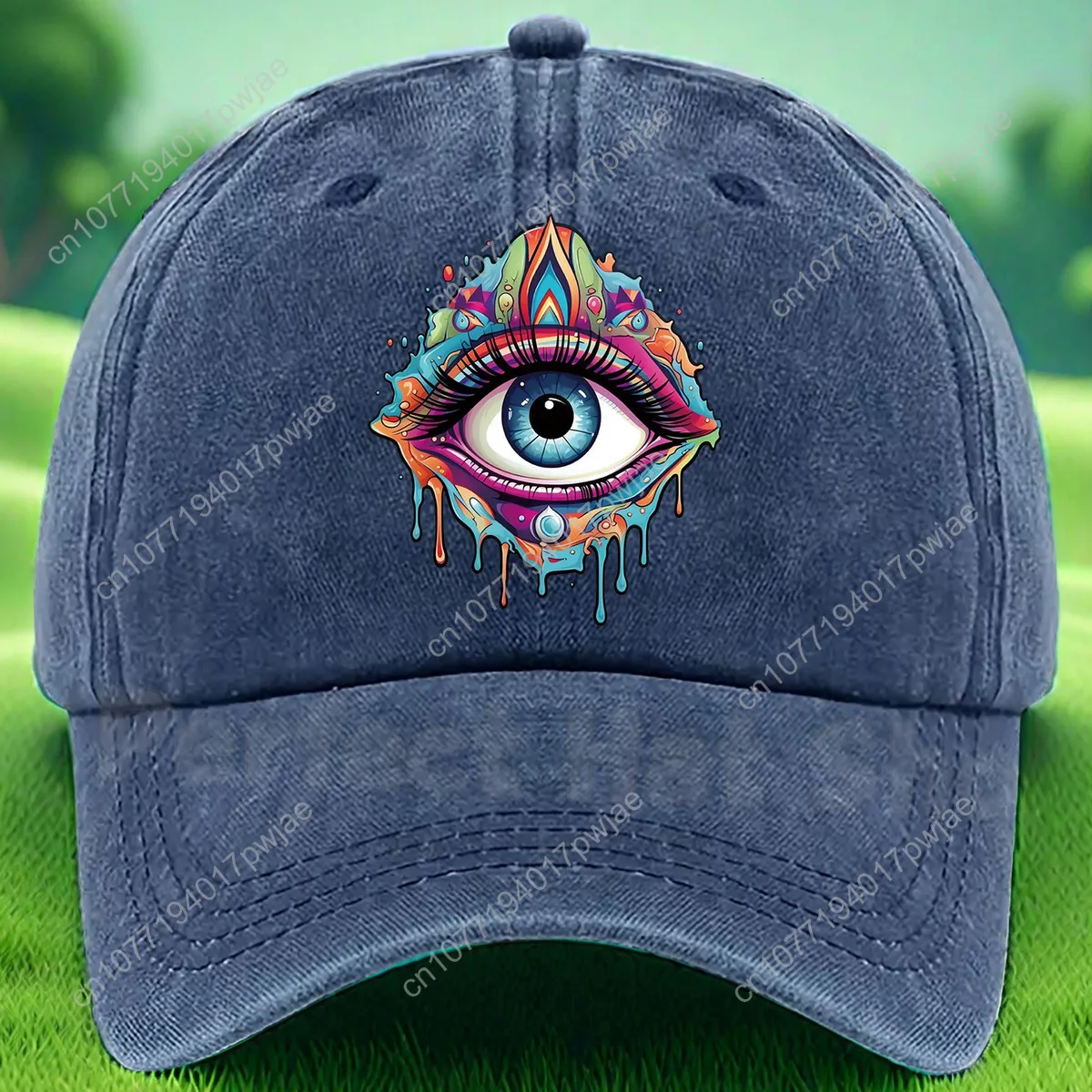 قبعة بيسبول بتصميم عين فنية - قبعة Snapback قابلة للتعديل، بوليستر مسامي، رمز مطبوع نابض بالحياة للبصر، الإبداع، إيمو #6