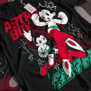 True Vintage anni \'80 Mighty Atom Astro Boy T Shirt Raglan Osamu Tezuka Manga Museum manica corta