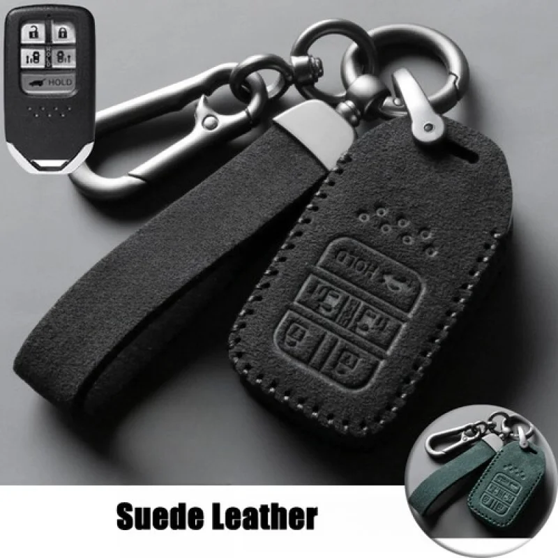 

A+ Suede Leather Car Key Fob Case Cover For Honda Pilot Accord Ridgeline Civic Jazz