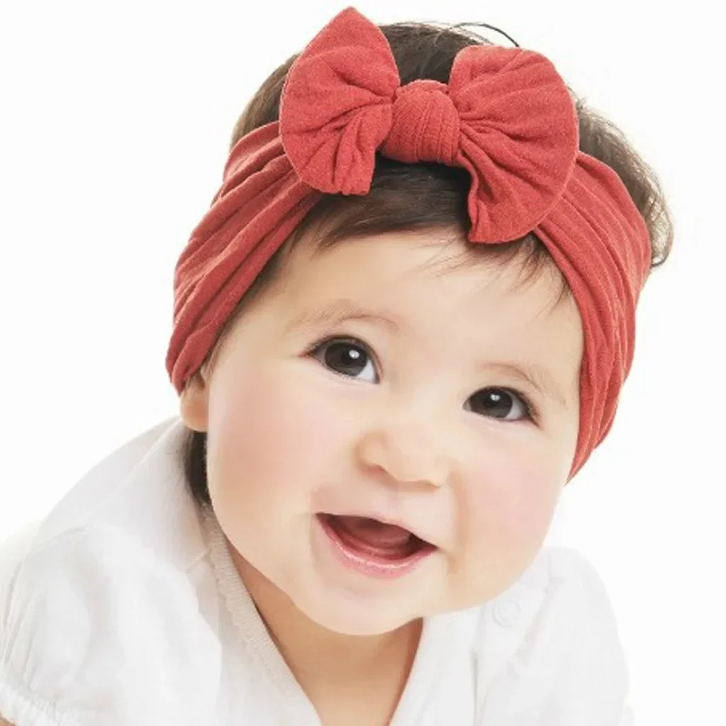 Big Bowknot Baby Headbands for Girls Solid Color Elastic Newborn Infant Hair Band Turban Baby Girls Hair Accessories