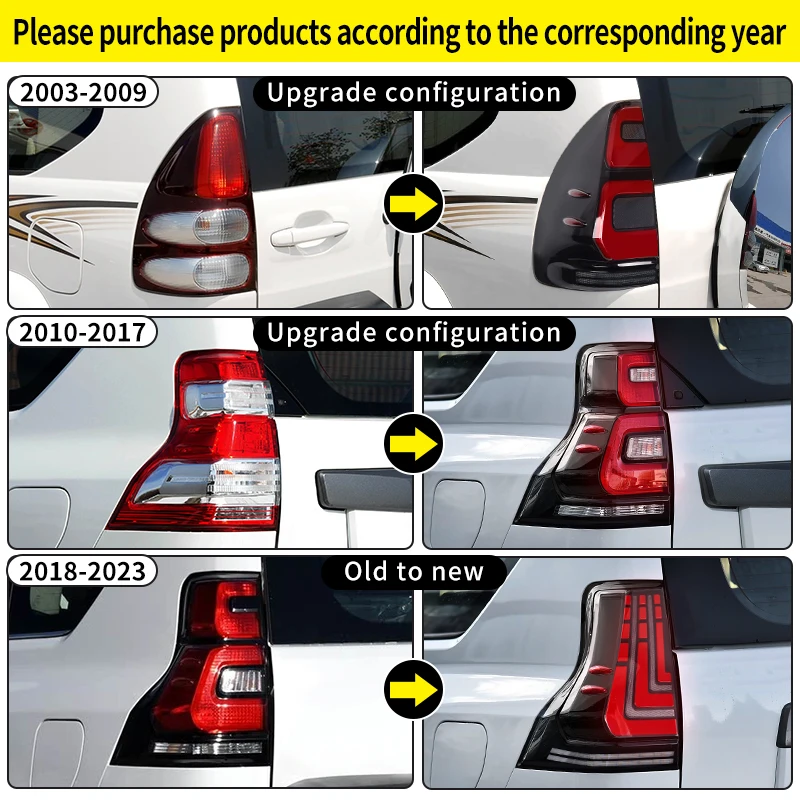 For Toyota Land Cruiser Prado 150 2010-2017 upgraded 2018-2023 Style Taillight Assembly LC150 Exterior Modification Accessories