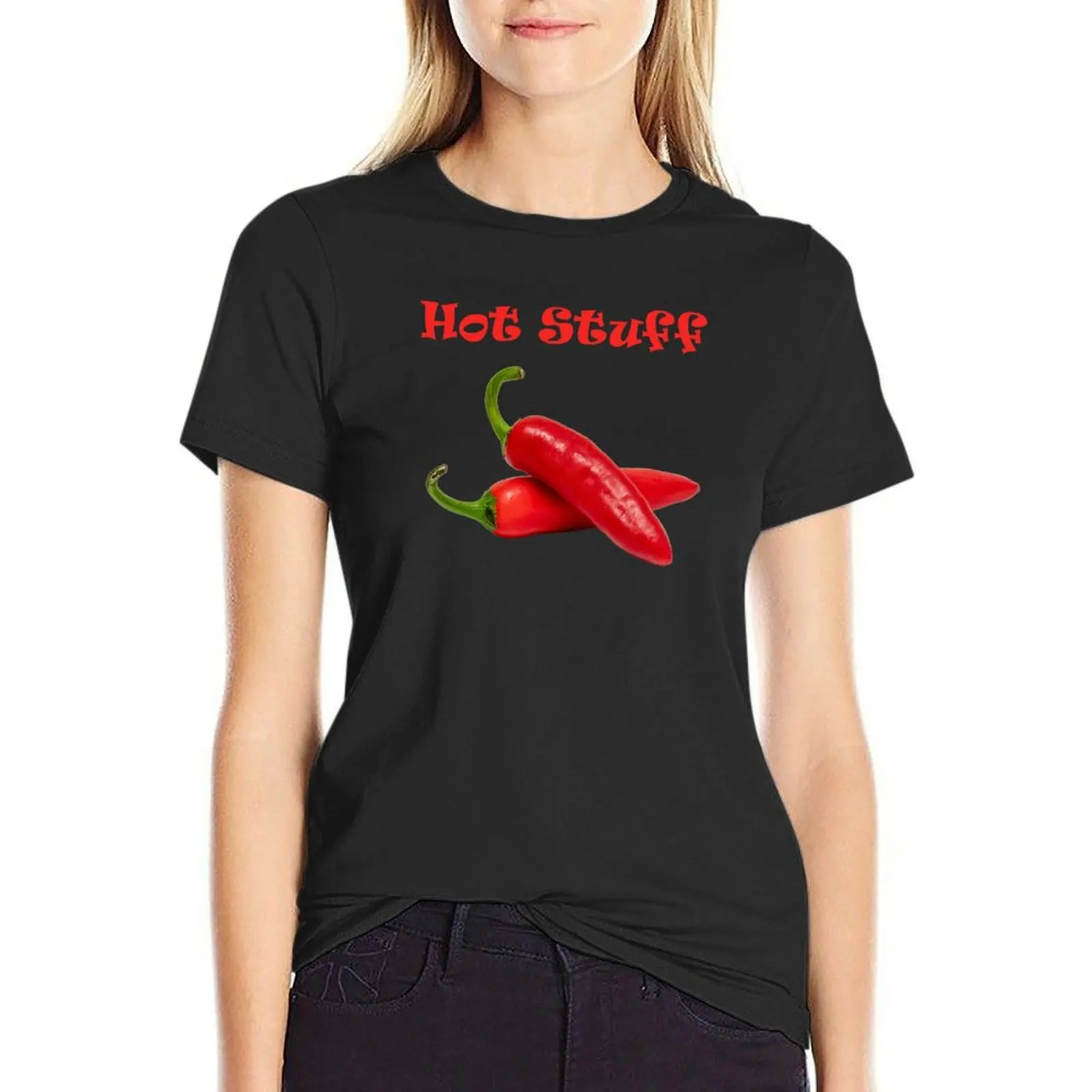 Hot Stuff Chillies T-Shirt female blacks summer blouses woman 2024