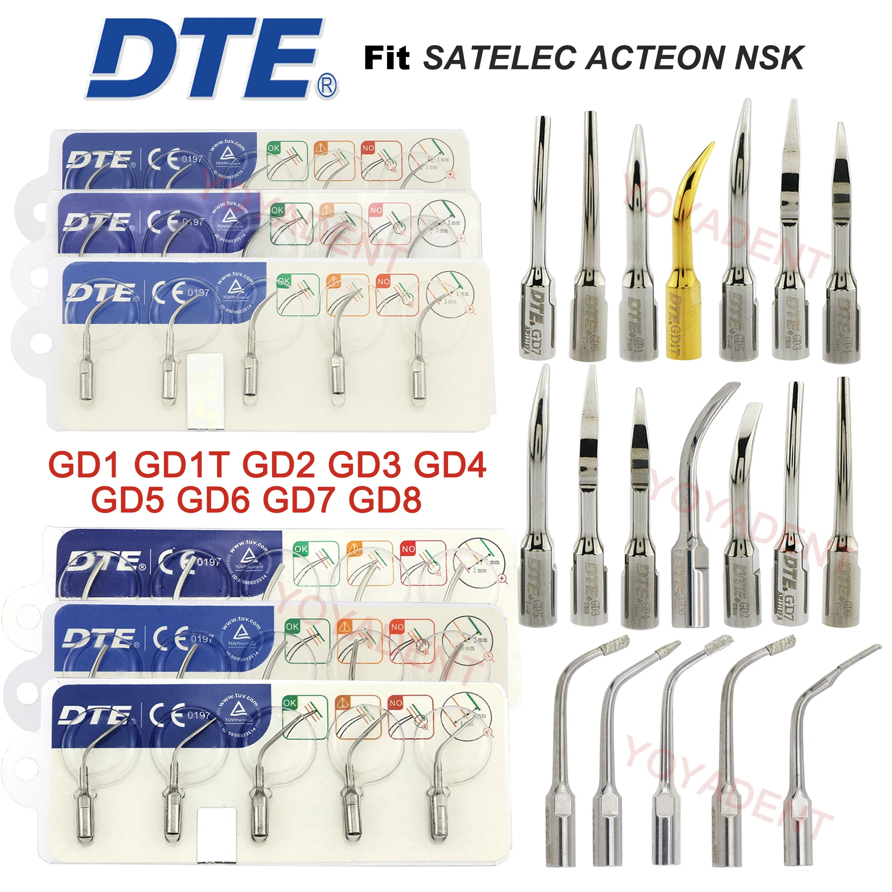

Woodpecker DTE Tips Dental Ultrasonic Scaling Tip Fit SATELEC ACTEON NSK Scaler Handpiece Dentistry tools
