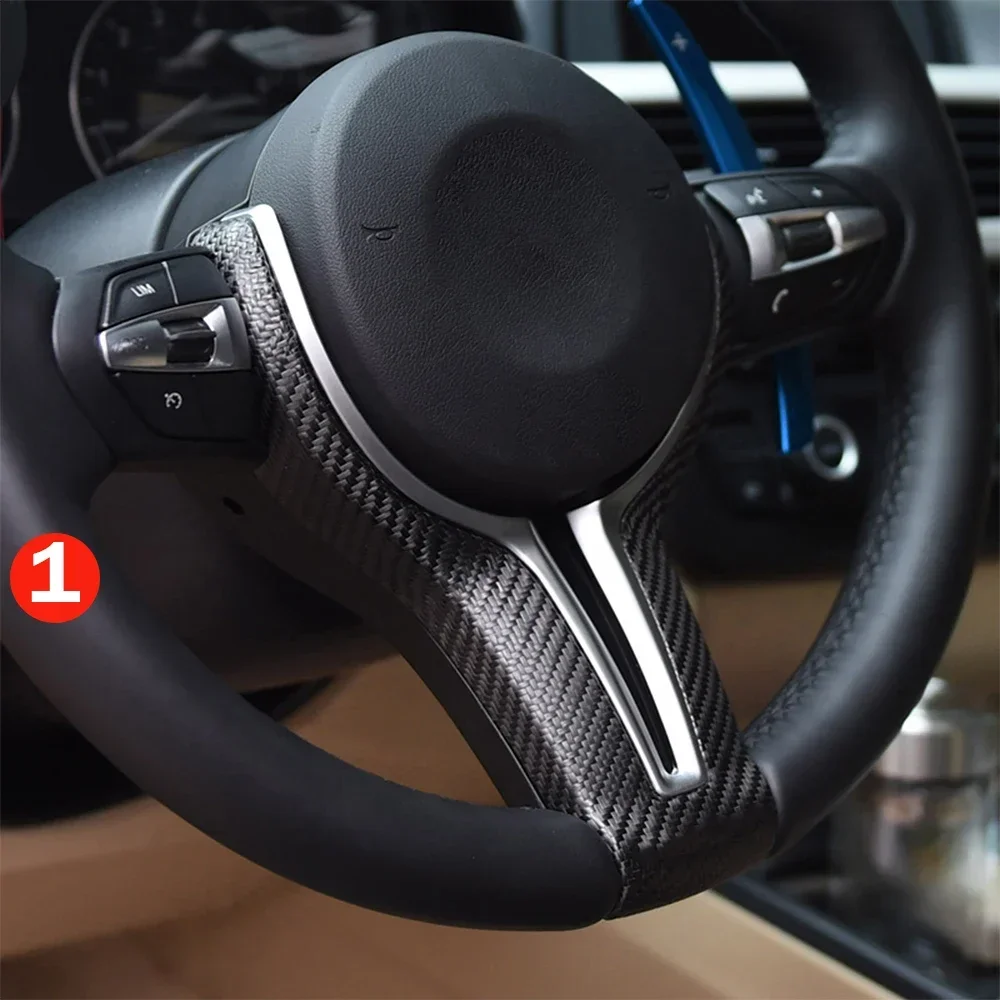 Carbon fiber Car M3 M6 Steering wheel cover kit upgrade For BMW F10 F20 F25 F30 F32 F48  lever extension Cover shift gear paddle