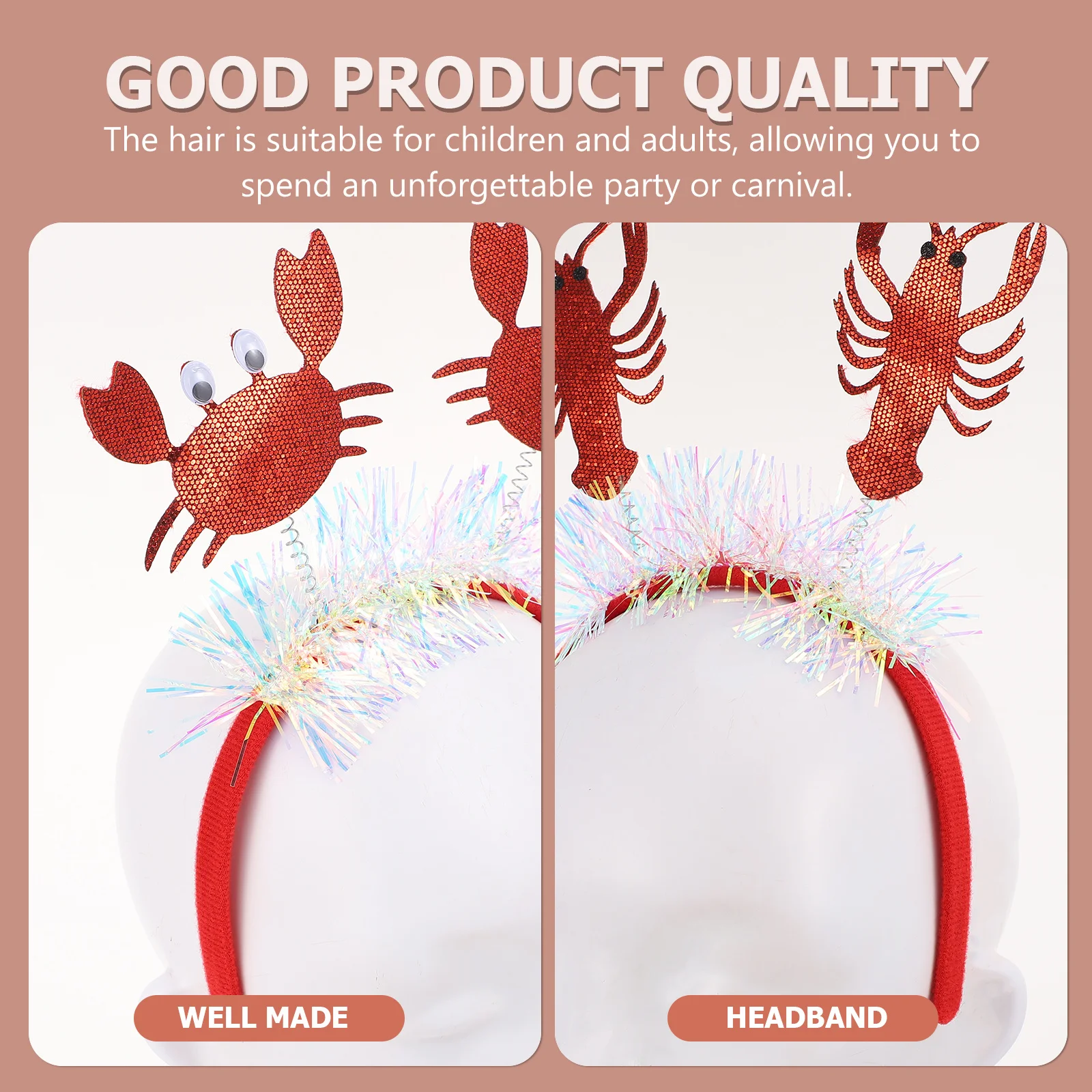 

2Pcs Creative Lobster Crab Hair Hoops Marine Life Headbands Party Headwear Carnival Costume Hair Props Marine Life Hairbands