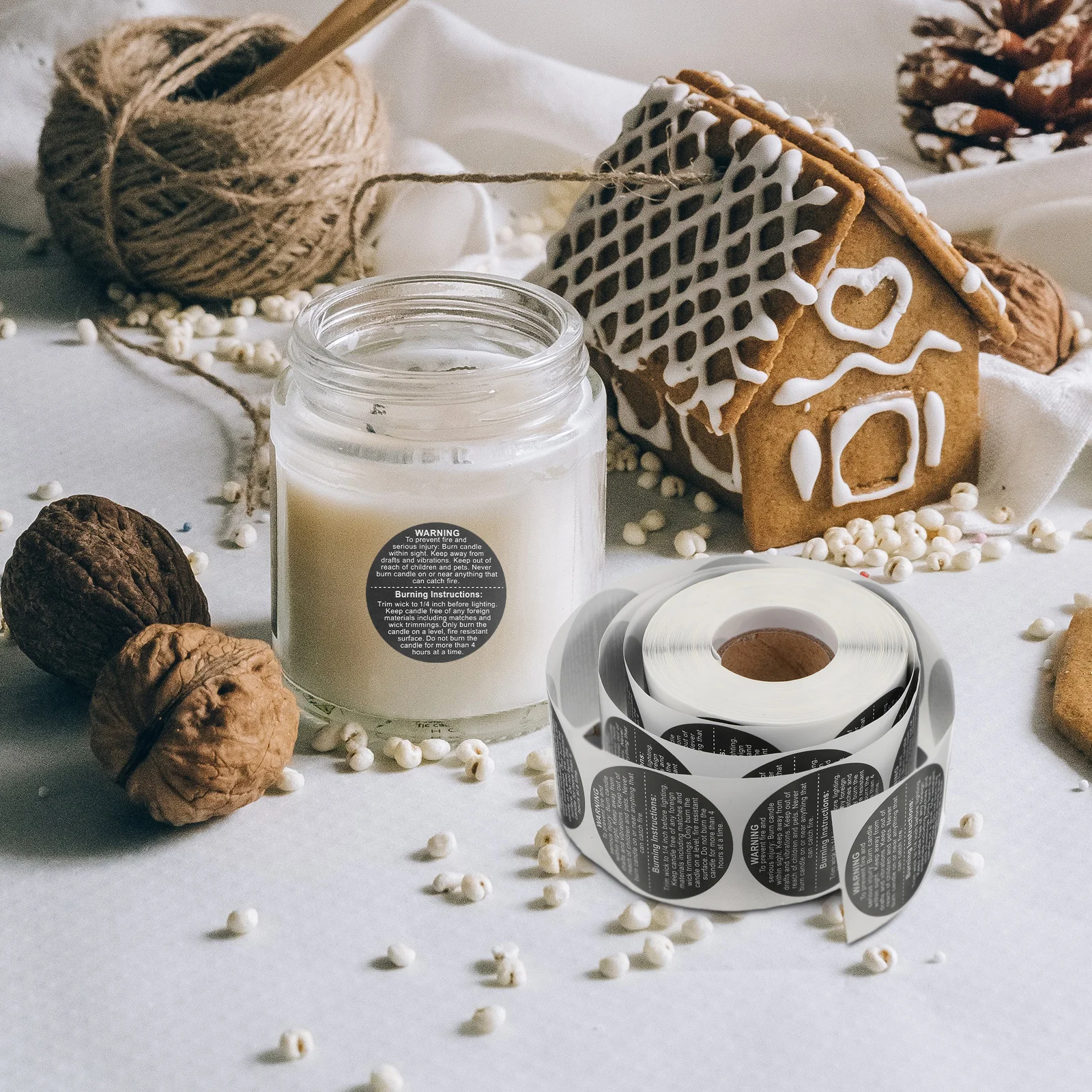 

500 Pcs Safety Stickers Wax Melting Jar Sticker Durable Waterproof Warning Labels for Jars Tin Votive Containers