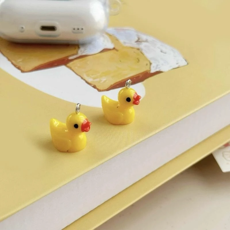Quirky Yellow Duck Bag Charm Resin Crafted Animal Keychain Handmade Gift for Her