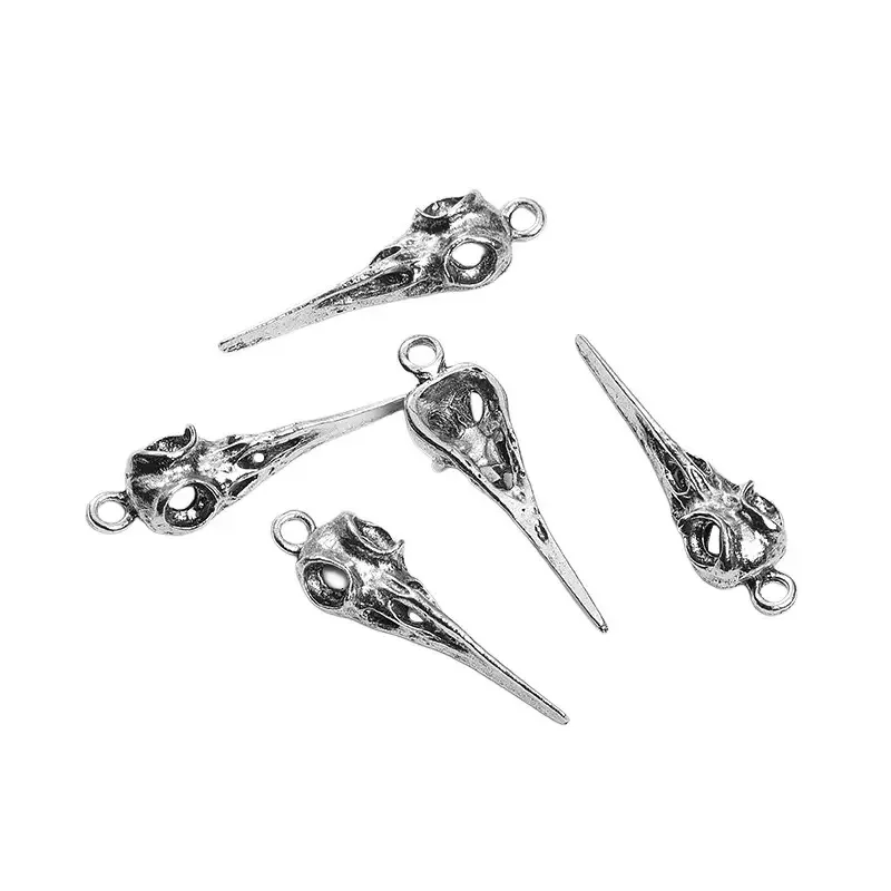 100 Stück Antik Silber Farbe Totenkopf Vogel Kopf Charms Anhänger 37 x 11 mm für Halsketten Armbänder Ohrringe Schmuckherstellung – Detail 4