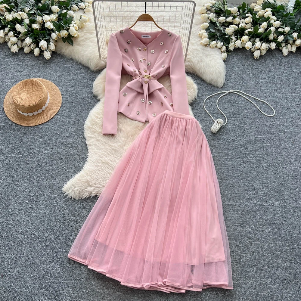 

Сексуальное сетчатое платье с длинными рукавами и цветочным принтом, винтажное элегантное женское вечернее корейское модное платье феи, комплект из двух предметов